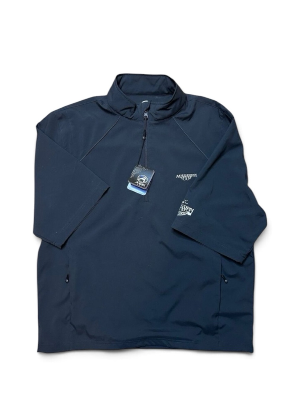 Men's Golf Windbreaker Storm Jacket Half Sleeve Navy LG Mississippi Gulf Resort